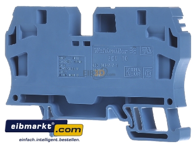 Ansicht hinten Weidmller ZDU 10 BL Durchgangsklemme blau 10qmm 