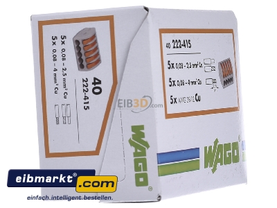 Ansicht links WAGO Kontakttechnik 222-415 Verbindungsklemme 5x0,8-4qmm gr 