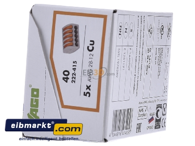 Ansicht rechts WAGO Kontakttechnik 222-415 Verbindungsklemme 5x0,8-4qmm gr 