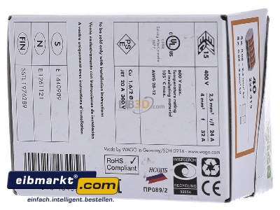 Ansicht hinten WAGO Kontakttechnik 222-415 Verbindungsklemme 5x0,8-4qmm gr 