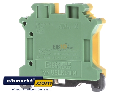 Front view Phoenix Contact USLKG 10 N-1 Ground terminal block 1-p 10,2mm
