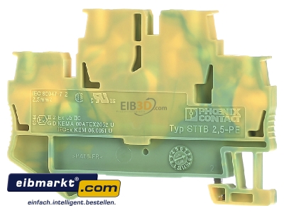 Ansicht hinten Phoenix Contact STTB 2,5-PE Klemme 0,08-4qmm gn-ge 