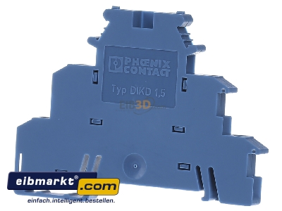 Front view Phoenix Contact DIKD 1,5 BU Sensor/actuator terminal block 3-p 6,2mm
