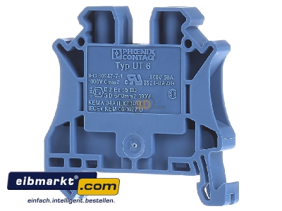 Back view Phoenix Contact UT 6 BU Feed-through terminal block 8,2mm 57A 
