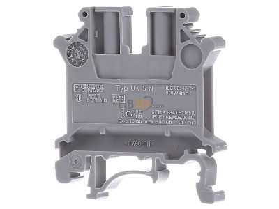 Back view Phoenix UK 5 N Universal terminal block, 2 terminals for 0.2 ... 4mm, gray, UK 5N
