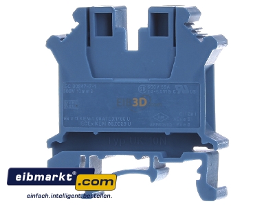 Back view Phoenix Contact UK 10 N BU Feed-through terminal block 10,2mm 76A
