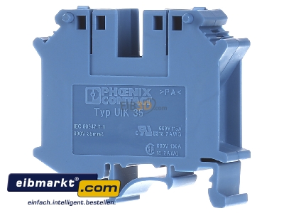 Back view Phoenix Contact UIK 35 BU Installation terminal block 15,2mm 115A 
