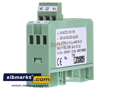 View on the left Phoenix Contact EMG17-REL #2940391 Switching relay AC 24V DC 24V 5A EMG17-REL 2940391
