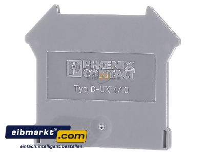 Back view Phoenix Contact D-UK  4/10 End/partition plate for terminal block
