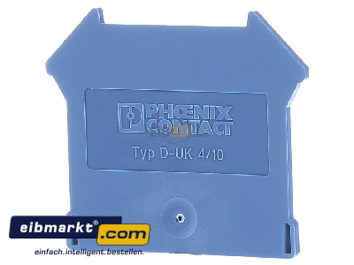 Back view Phoenix Contact D-UK  4/10 BU End/partition plate for terminal block
