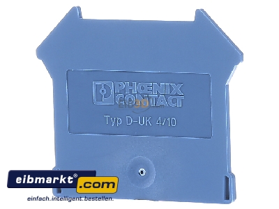 Back view Phoenix Contact D-UK  4/10 BU End/partition plate for terminal block
