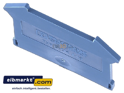 Top rear view Phoenix Contact D-UK  4/10 BU End/partition plate for terminal block
