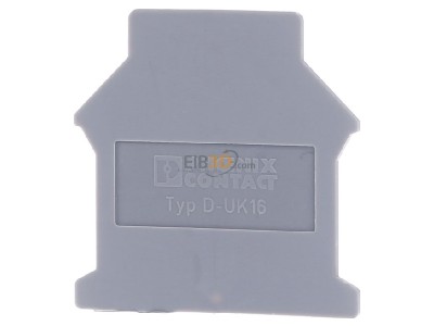 Front view Phoenix D-UK 16 End/partition plate for terminal block 
