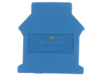 Front view Phoenix D-UK 16 BU End/partition plate for terminal block 
