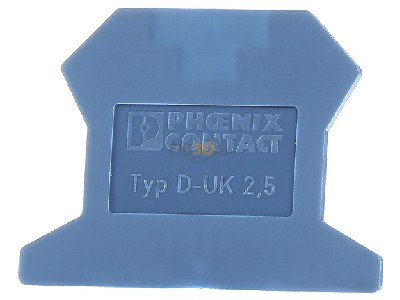 Front view Phoenix D-UK 2,5 BU End/partition plate for terminal block 
