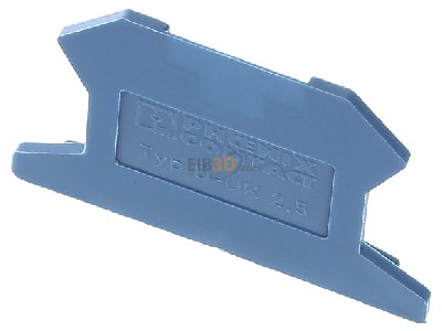 View up front Phoenix D-UK 2,5 BU End/partition plate for terminal block 
