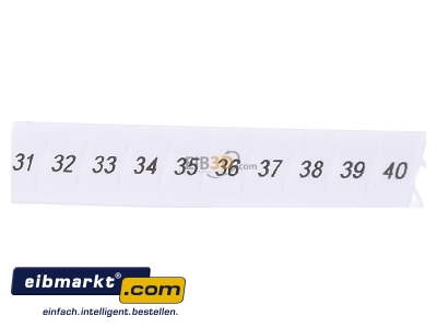 Front view Phoenix Contact ZB 5,lgs:31-40 Label for terminal block 5,2mm white
