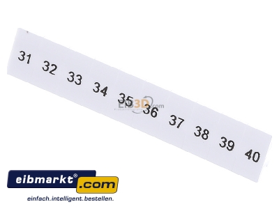 View up front Phoenix Contact ZB 5,lgs:31-40 Label for terminal block 5,2mm white
