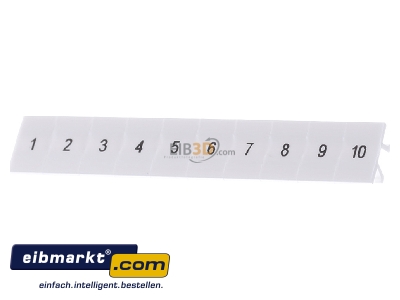 Front view Phoenix Contact ZB 6,lgs:1-10 Label for terminal block 6,2mm white
