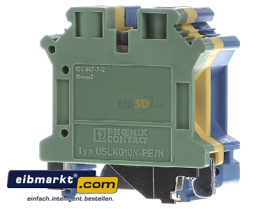 Front view Phoenix Contact UK 10 N-PE/N Ground terminal block 1-p 20,4mm 
