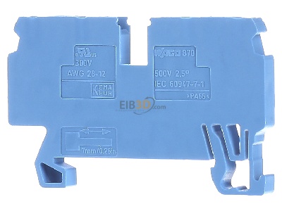 Ansicht hinten WAGO Kontakttechnik 870-834 Durchgangsklemme 0,08-2,5/4qmm blau 