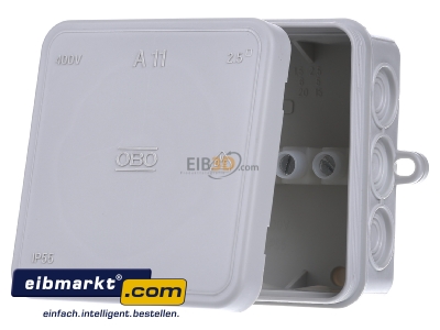 Front view OBO Bettermann A 11 5 Surface mounted terminal box 5x2,5mm
