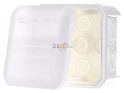 Front view OBO T 40 RW Surface mounted box 90x90mm 
