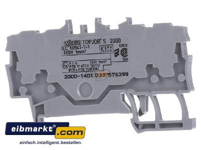 Back view WAGO Kontakttechnik 2000-1401 Feed-through terminal block 3,5mm 13,5A 
