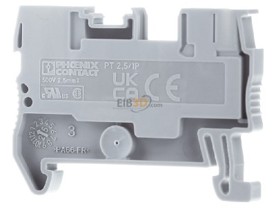 Ansicht hinten Phoenix PT 2,5/1P Durchgangsreihenklemme 0,14-4qmm, 5,2mm, gr 