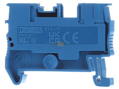 Ansicht hinten Phoenix PT 2,5/1P BU Durchgangsreihenklemme 0,14-4qmm, 5,2mm, bl 