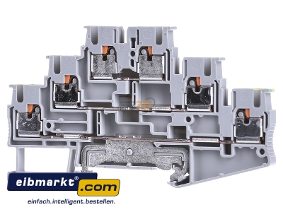 Frontansicht Phoenix Contact PT 2,5-PE/L/L Schutzleiter-Reihenklemme 5,2 mm, grau 