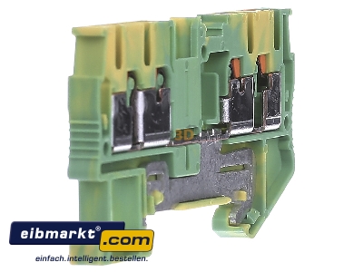 Ansicht links Phoenix Contact PT 2,5-QUATTRO-PE Schutzleiter-Reihenklemme 5,2 mm, gr�n-gelb 