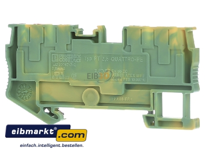 Ansicht hinten Phoenix Contact PT 2,5-QUATTRO-PE Schutzleiter-Reihenklemme 5,2 mm, gr�n-gelb 