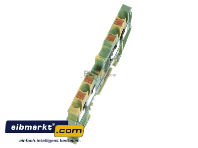 Ansicht oben links Phoenix Contact PT 2,5-QUATTRO-PE Schutzleiter-Reihenklemme 5,2 mm, gr�n-gelb 