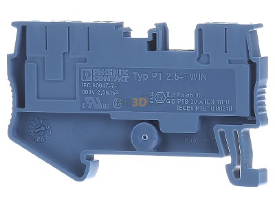 Ansicht hinten Phoenix PT 2,5-TWIN BU Durchgangsreihenklemme 0,14-4qmm, 5,2mm, bl 