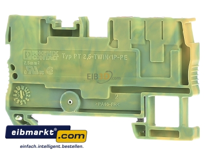 Ansicht hinten Phoenix Contact PT 2,5-TWIN/1P-PE Schutzleiter-Reihenklemme 