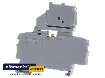 Frontansicht WAGO Kontakttechnik 2002-1611 Sicherungsklemme 0,25-2,5qmm grau 