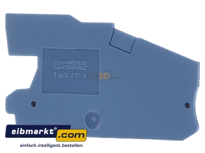 Front view Phoenix Contact 3213978 End/partition plate for terminal block
