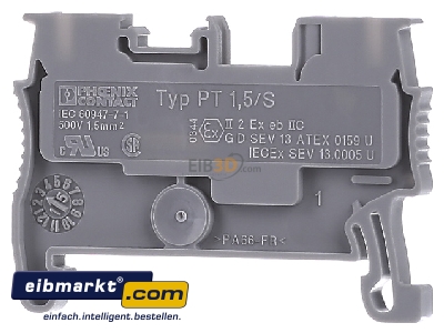Ansicht hinten Phoenix Contact PT 1,5/S Durchgangsreihenklemme 0,14-1,5qmm,5,2mm,gr 