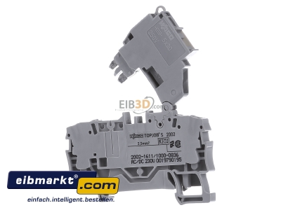 Front view WAGO Kontakttechnik 2002-1611/1000-836 G-fuse 5x20 mm terminal block 6A 6,2mm
