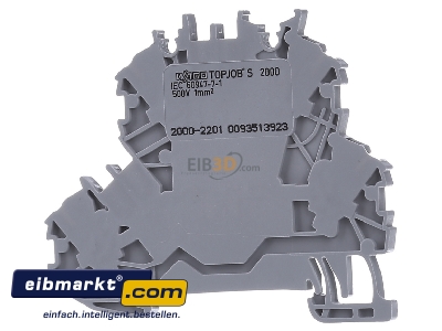 Ansicht hinten WAGO Kontakttechnik 2000-2201 Doppelstockklemme 2-Leiter, grau 