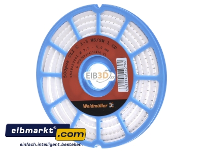 Frontansicht Weidmller CLI C 1-3 WS/SW 1 CD Leitermarkierer 3x4,2mm,weich,wei 