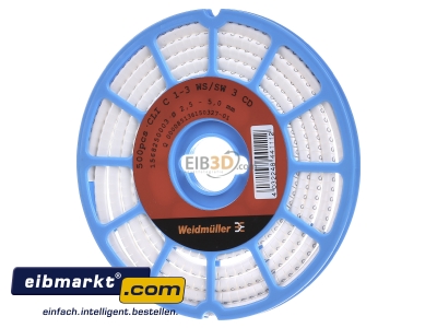 Frontansicht Weidmller CLI C 1-3 WS/SW 3 CD Leitermarkierer 3x4,2mm,weich,wei 