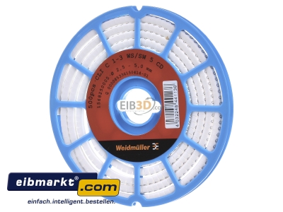 Frontansicht Weidmller CLI C 1-3 WS/SW 5 CD Leitermarkierer 3x4,2mm,weich,wei 
