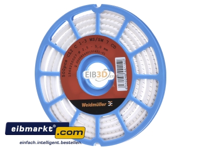 Frontansicht Weidmller CLI C 1-3 WS/SW 7 CD Leitermarkierer 3x4,2mm,weich,wei 