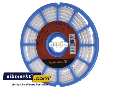 Frontansicht Weidmller CLI C 1-3 WS/SW C CD Leitermarkierer 3x4,2mm,weich,wei 