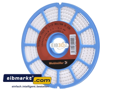 Frontansicht Weidmller CLI C 1-3 WS/SW D CD Leitermarkierer 3x4,2mm,weich,wei 