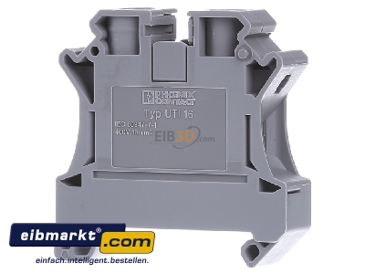 Front view Phoenix Contact UTI 16 Feed-through terminal block 12,2mm 76A
