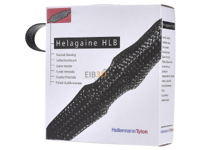 Frontansicht Hellermann Tyton HLB25 BK 10m Polyester-Geflechtschlauch schwarz 10m 