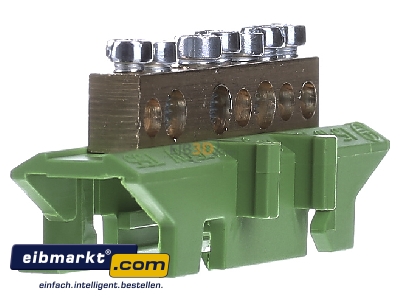 View on the right Hager KM07E Rail terminal bar 1-p screw clamp
